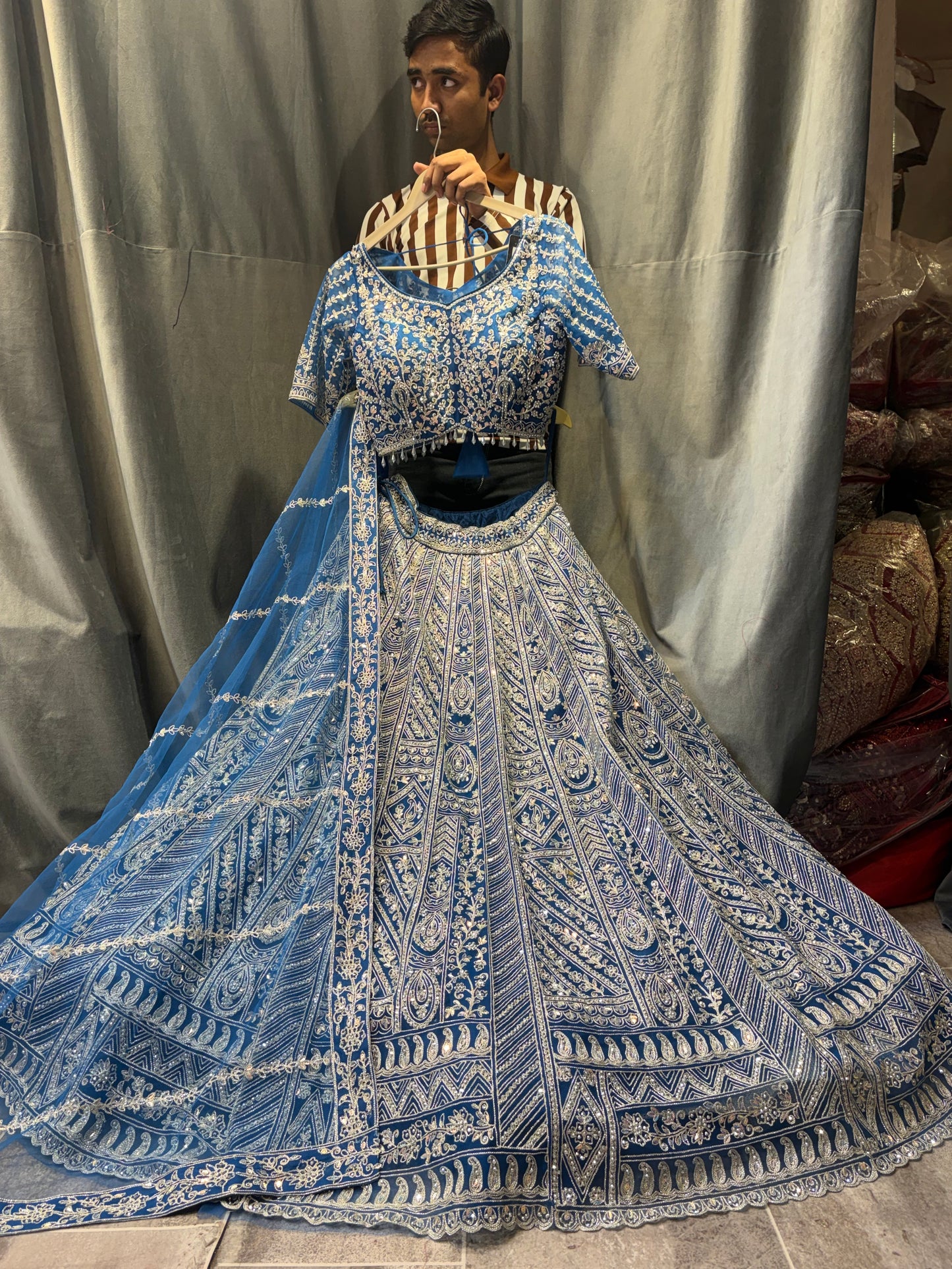 Majestic blue Crop Top Lehenga