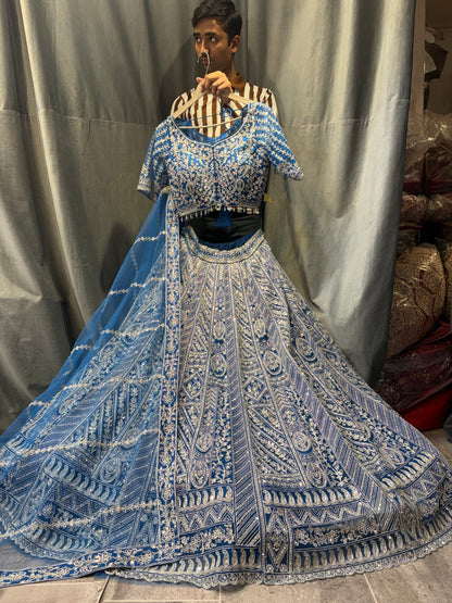 Majestic blue Crop Top Lehenga