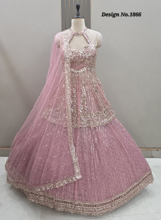 baby pink pdp crop top Lehenga