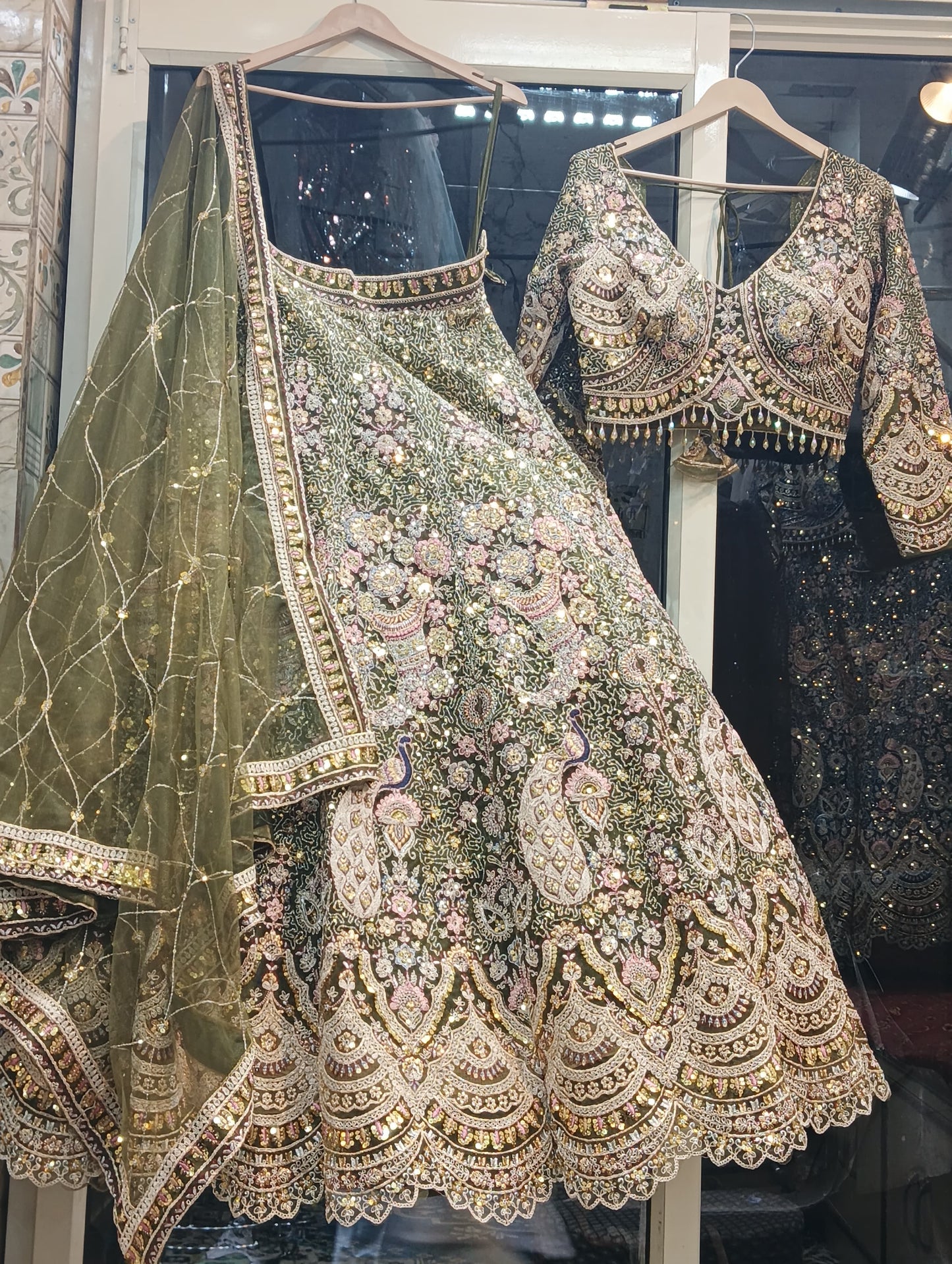 Glamorous purple peacock crop top lehenga