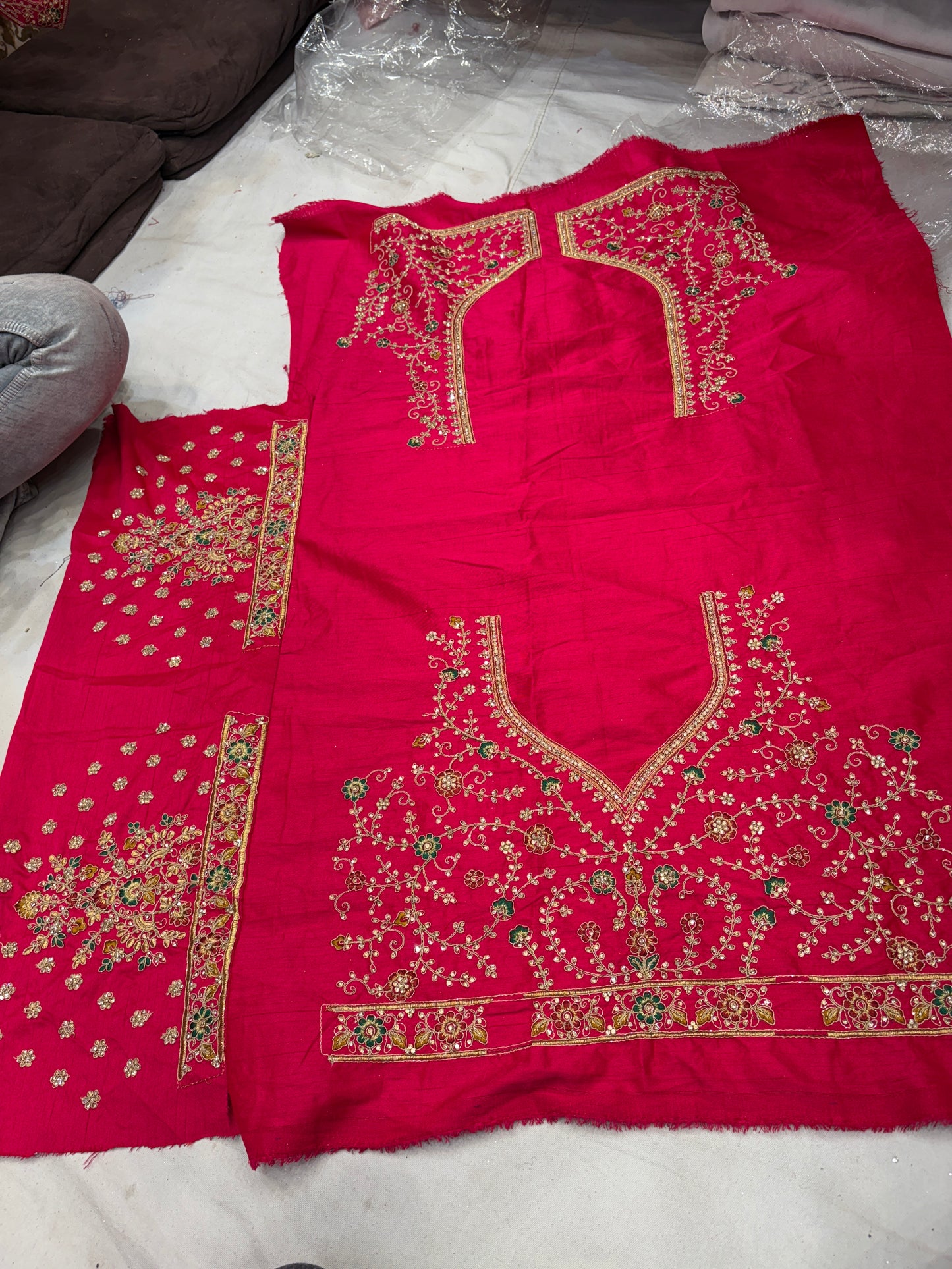 Fabulous rani pink peacock handwork bridal Lehenga