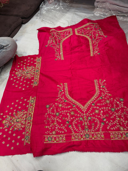 Fabulous rani pink peacock handwork bridal Lehenga