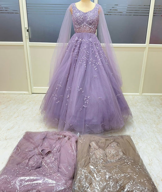 Lavender pink Golden gown
