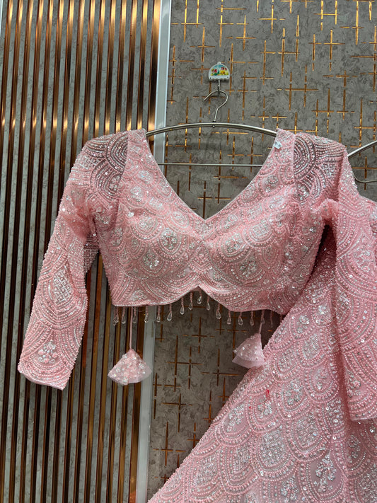Pink On Pink monotone Crop Top Lehenga