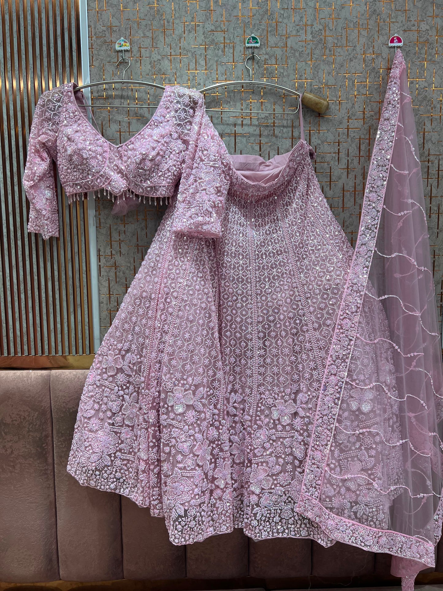 Pink on Pink Monotone Crop Top Lehenga