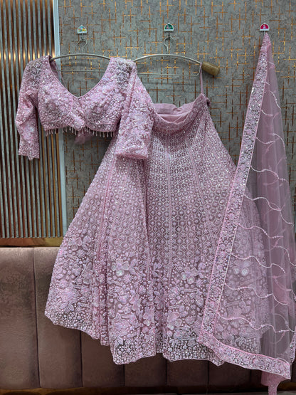 Pink on Pink Monotone Crop Top Lehenga