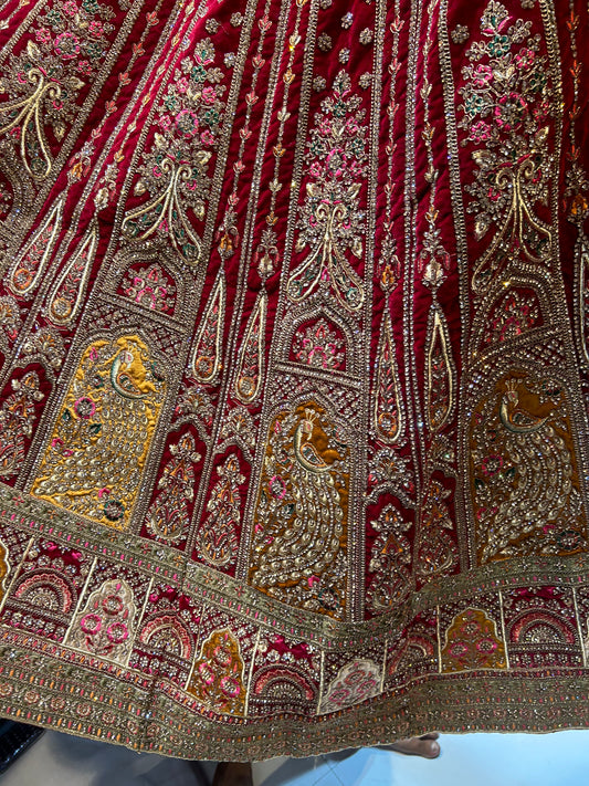 Red bridal sequence dupatta Lehenga - Shopping World