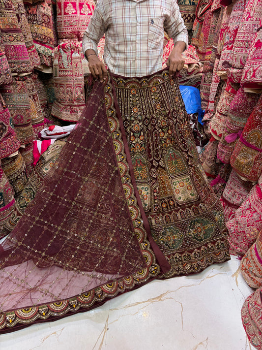 Dark Maroon bridal Lehenga