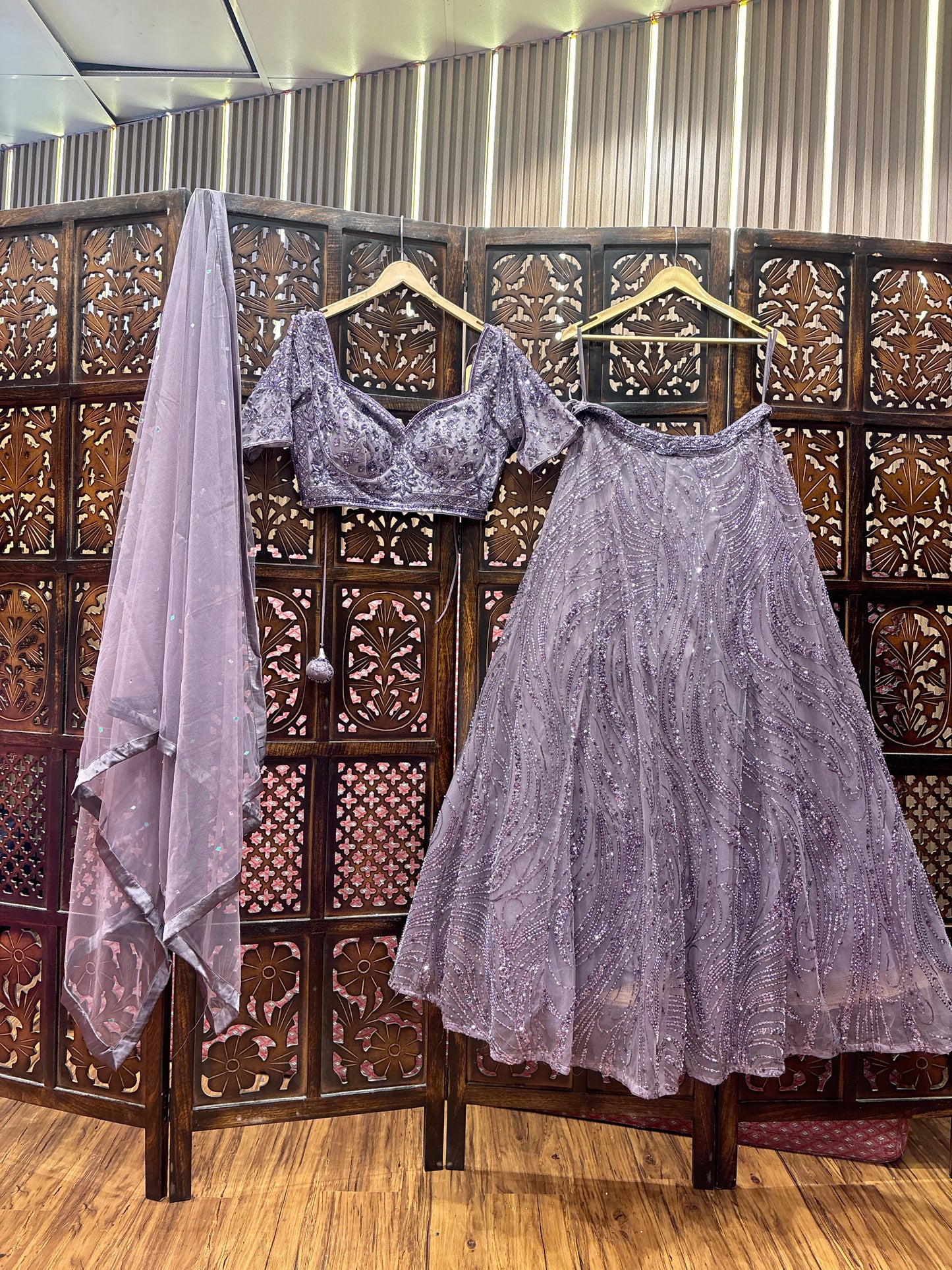 Designer purple lavend lilac crop top Lehenga