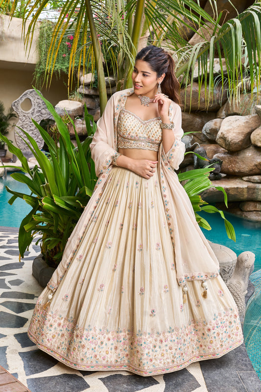 White Designer Crop Top Lehenga
