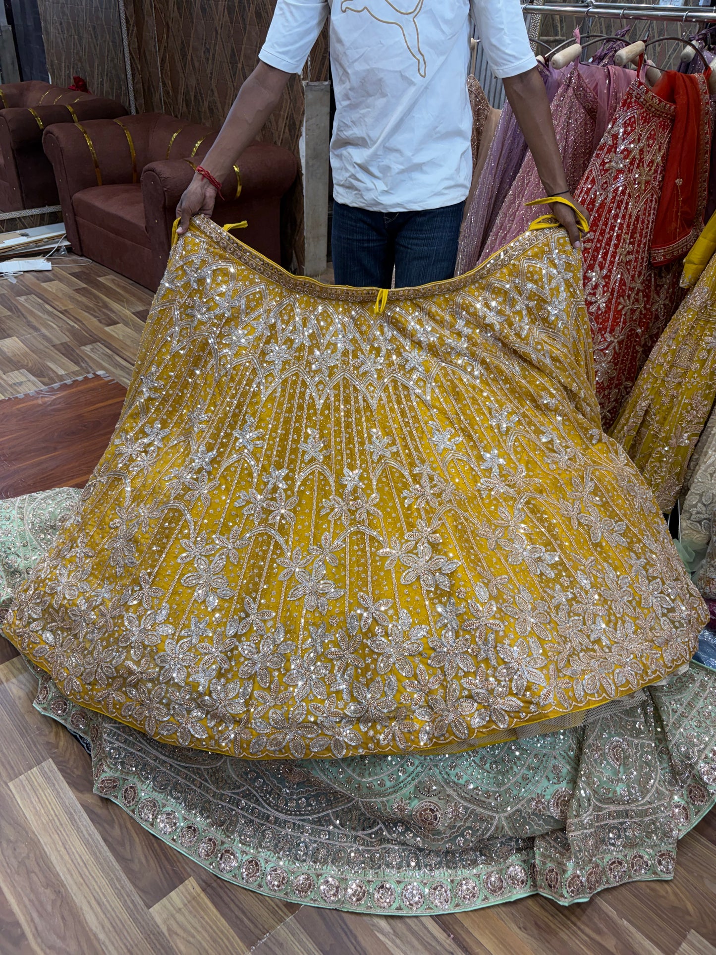 Yellow Haldi Mehendi Crop Top Lehenga (Copy)