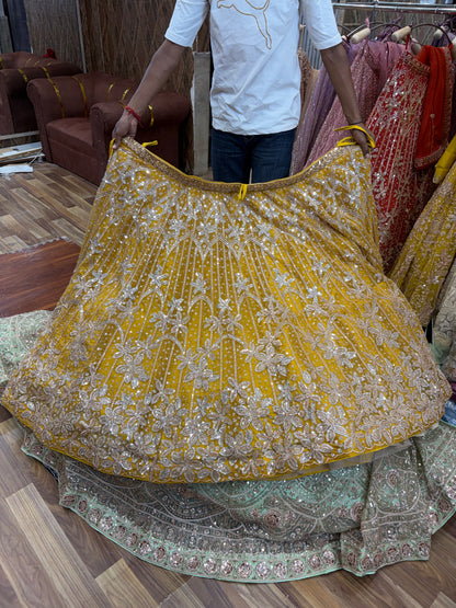Yellow Haldi Mehendi Crop Top Lehenga (Copy)