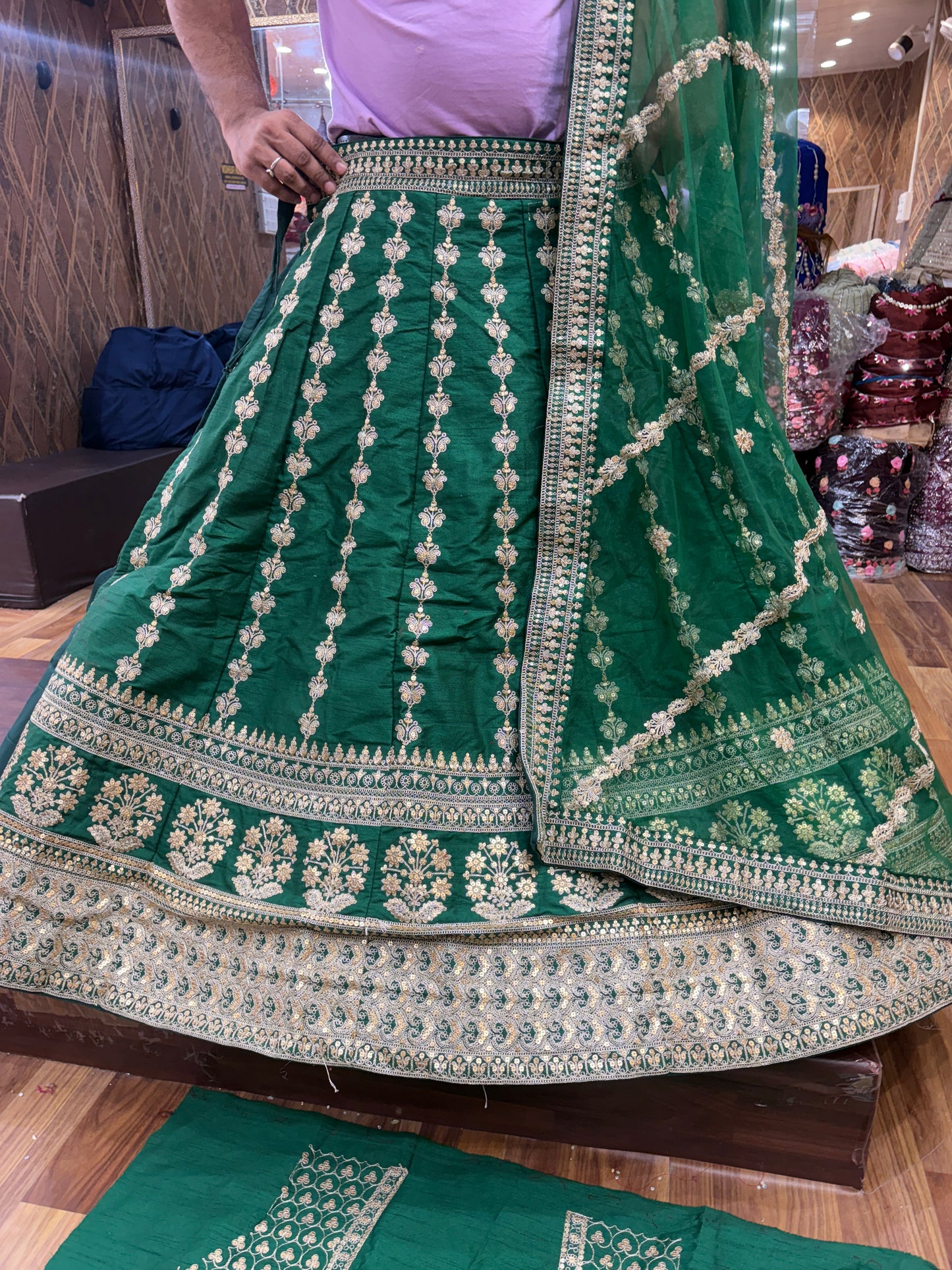 Amazing green machine work Lehenga