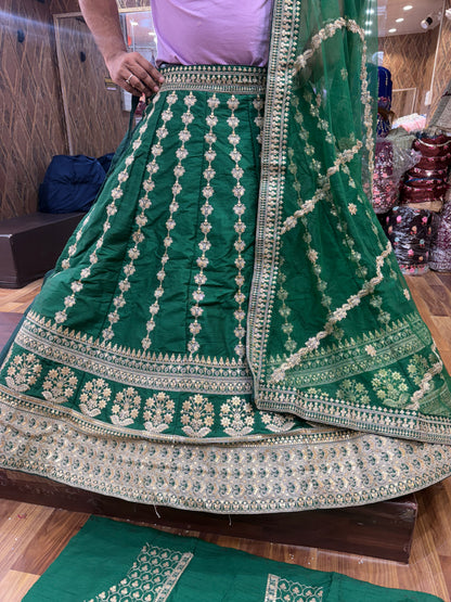 Amazing green machine work Lehenga
