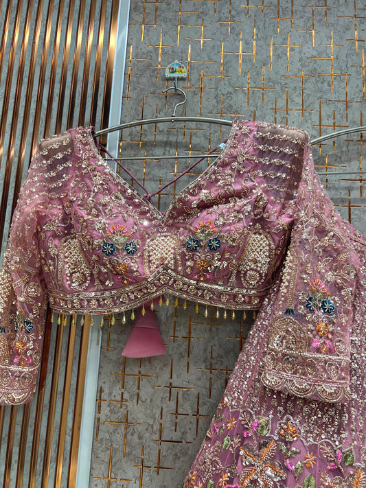 Pink Crop Top Lehenga