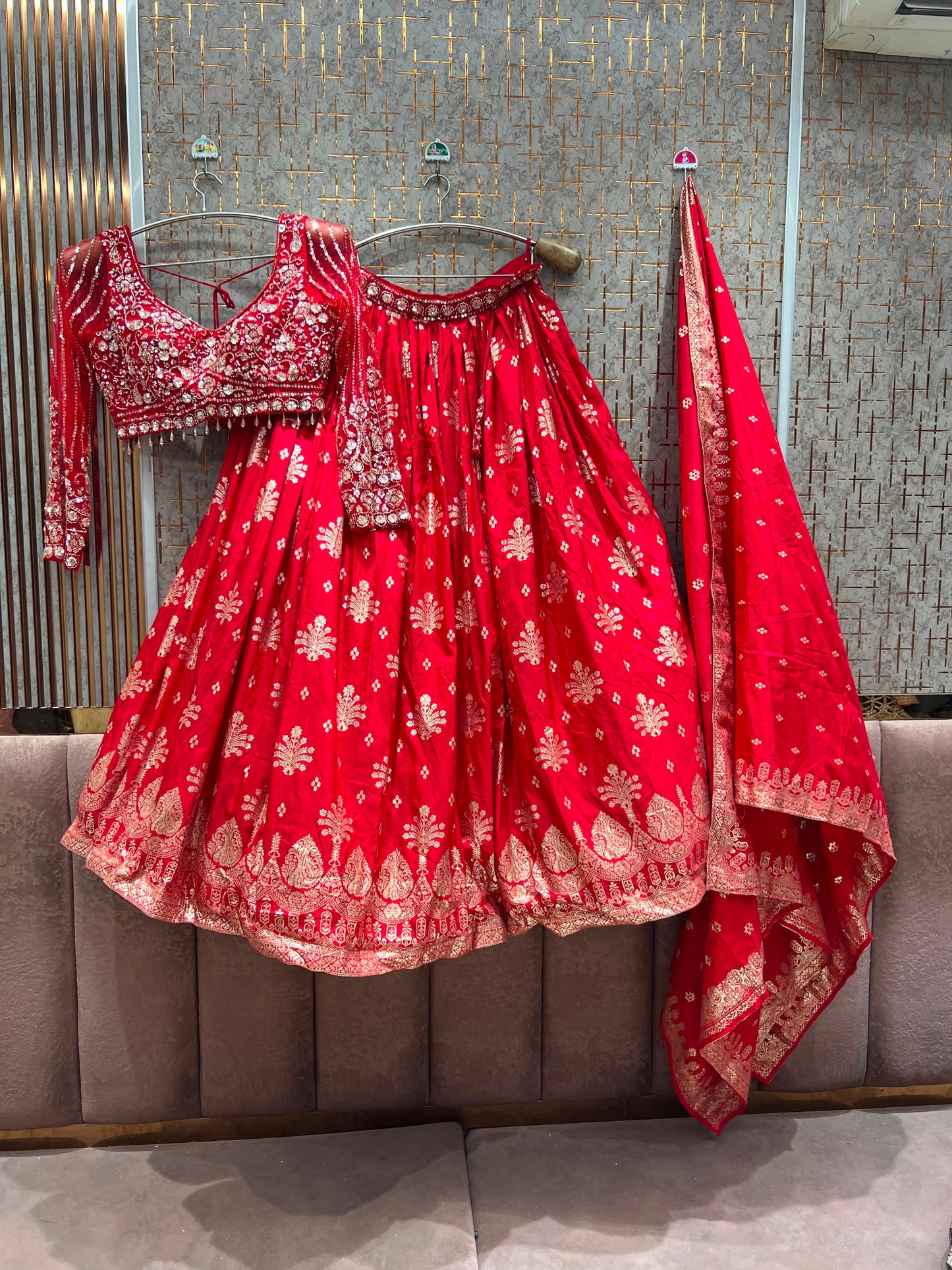 Hot Pink Crop Top Lehenga