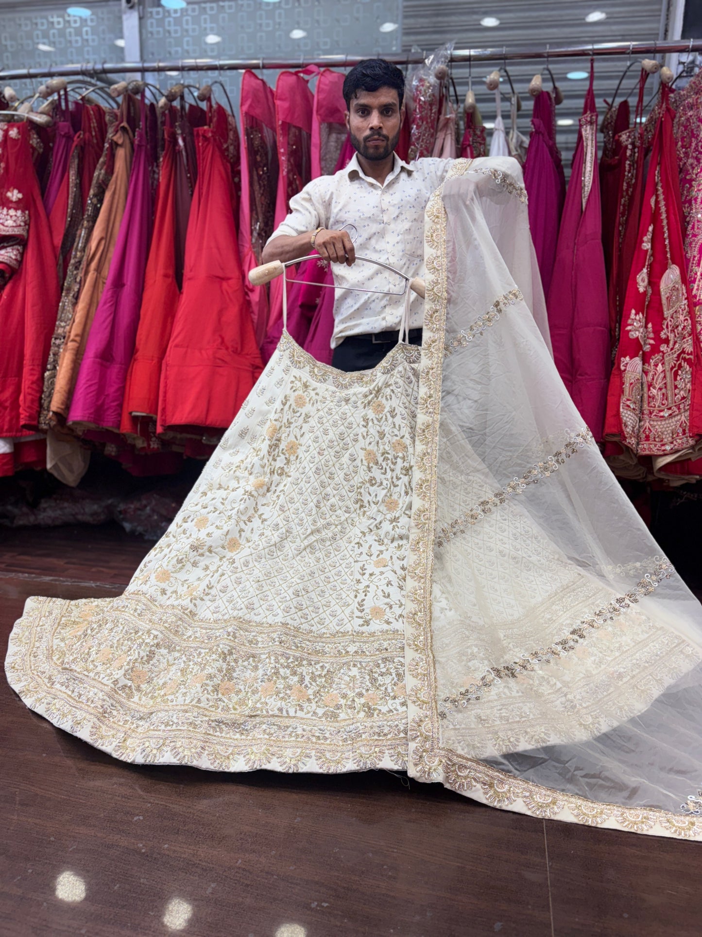 Cute white handwork handmade bridal Lehenga