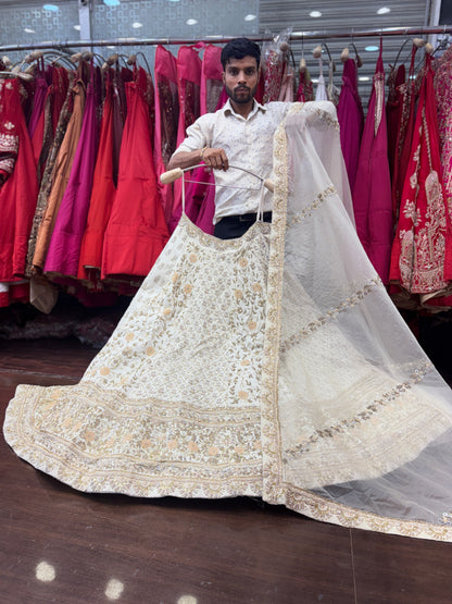 Cute white handwork handmade bridal Lehenga