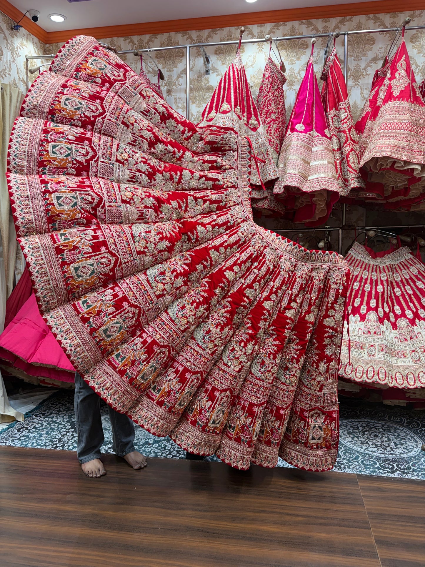 Rani Pink Doli Barat Peacock Ball Bridal Lehenga - Shopping World