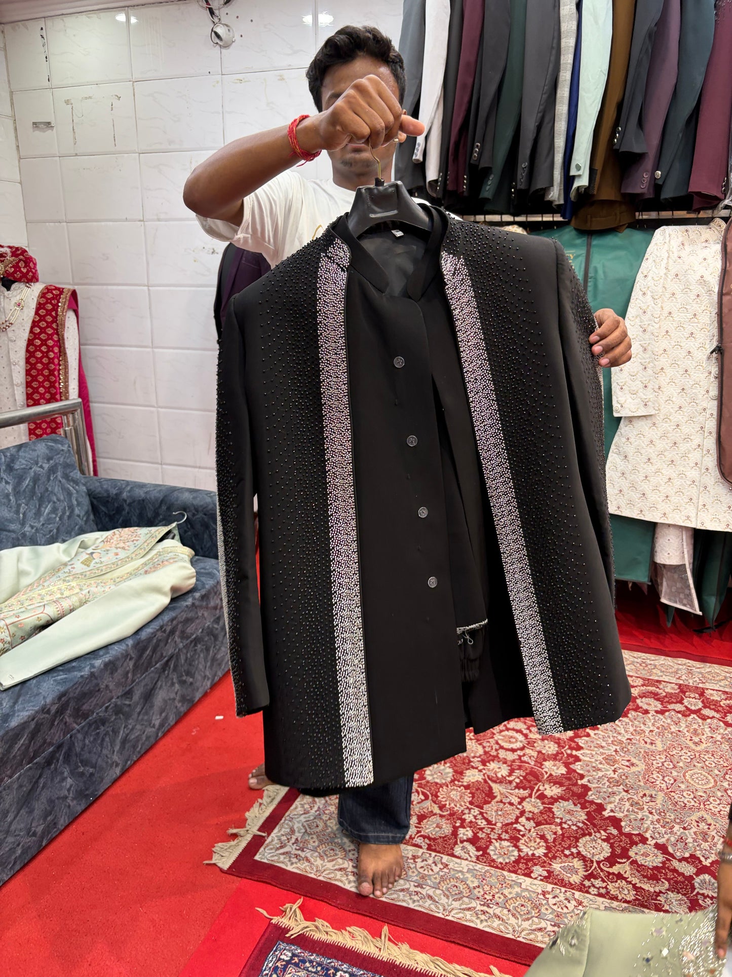 Black Indo western Mens Wear