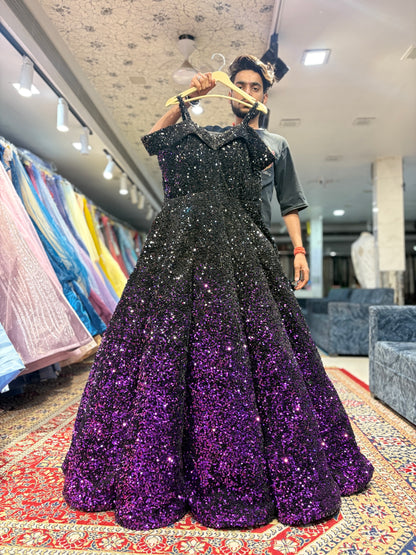 Majestic ball purple black gown
