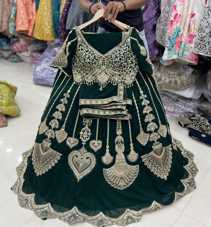 Green Crop Top Lehenga