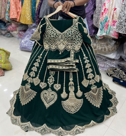 Green Crop Top Lehenga