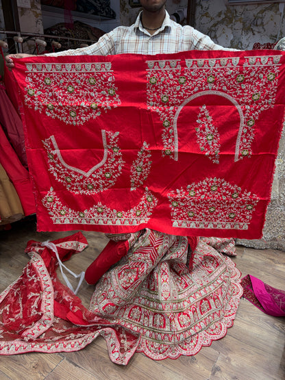 Red Pink Bridal handwork Lehenga