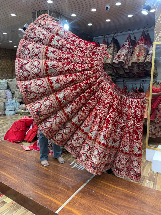 Maroon Peacock Ball Bridal Lehenga
