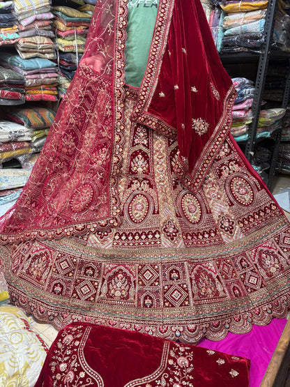 Lovely maroon bridal Lehenga