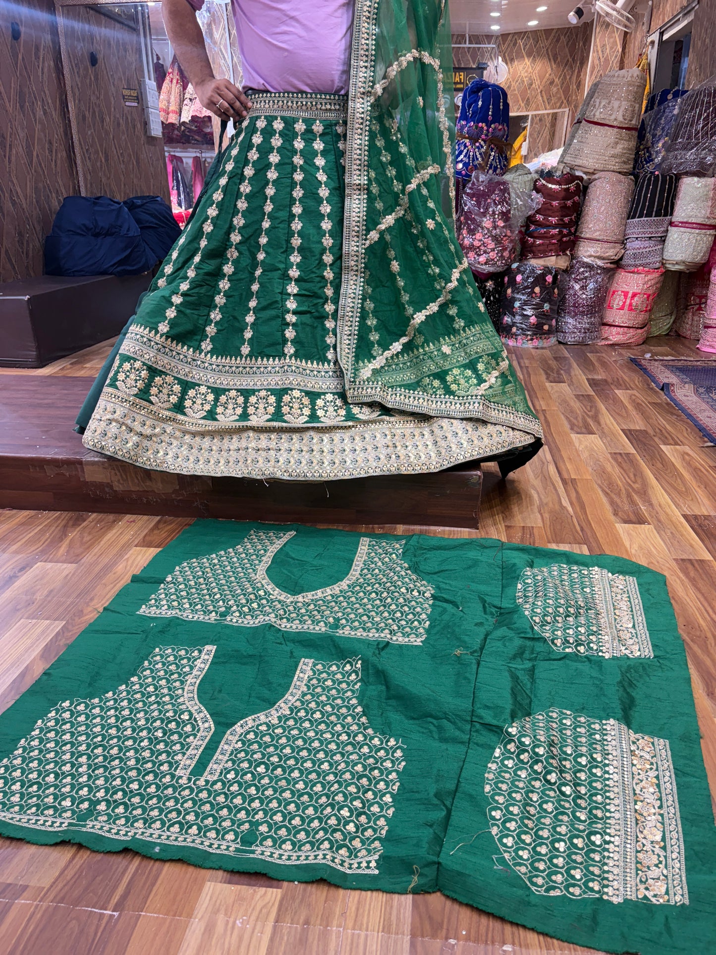 Amazing green machine work Lehenga