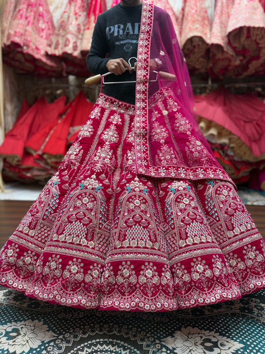Astonishing Rani pink peacock Ball bridal Lehenga