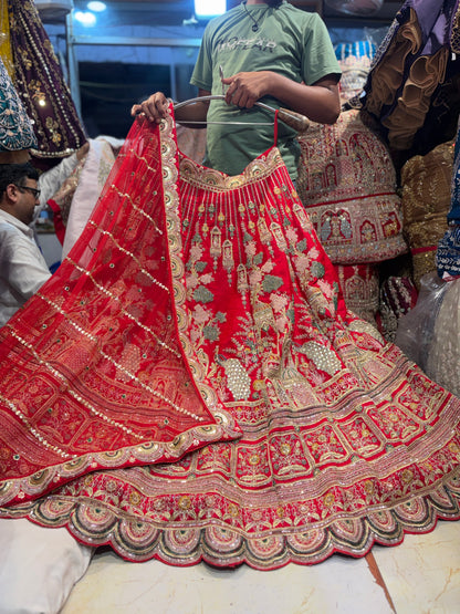 Awesome Red peacock Bridal Lehenga