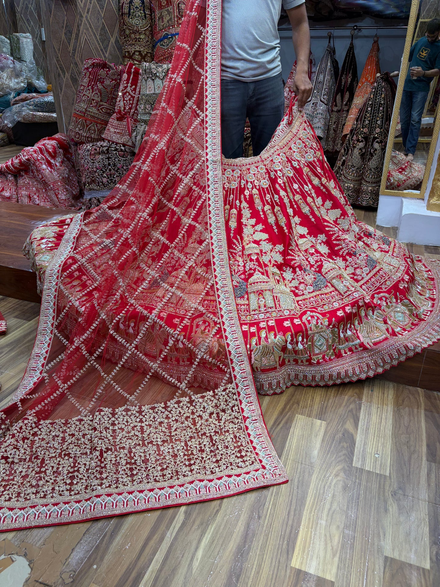 Rani Pink Peacock Designer Bridal Lehenga - Shopping World