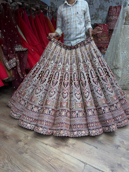 Dark Maroon Ball Bridal Lehenga