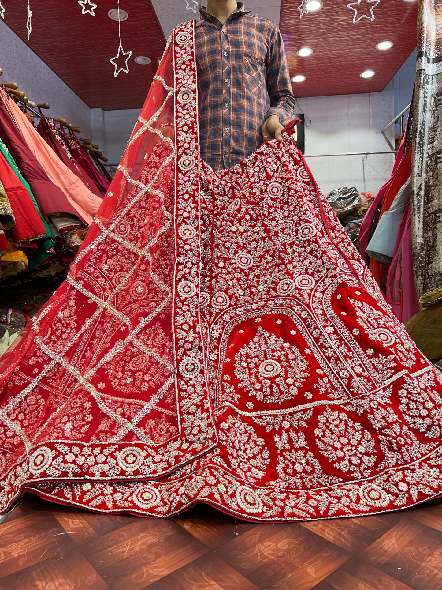 Gorgeous maroon pure handwork zardozi dabka lehenga