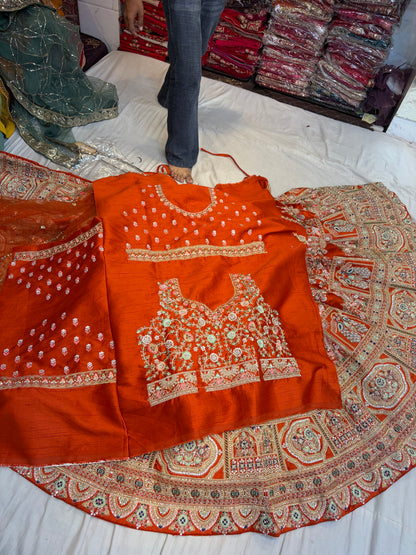 Rust Orange Designer Lehenga