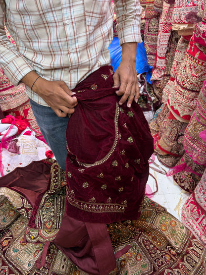 Dark Maroon bridal Lehenga
