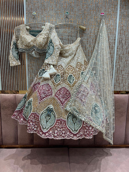 Golden Multicolour Crop Top Lehenga