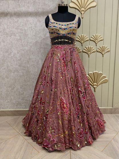Pink PDP crop top lehenga