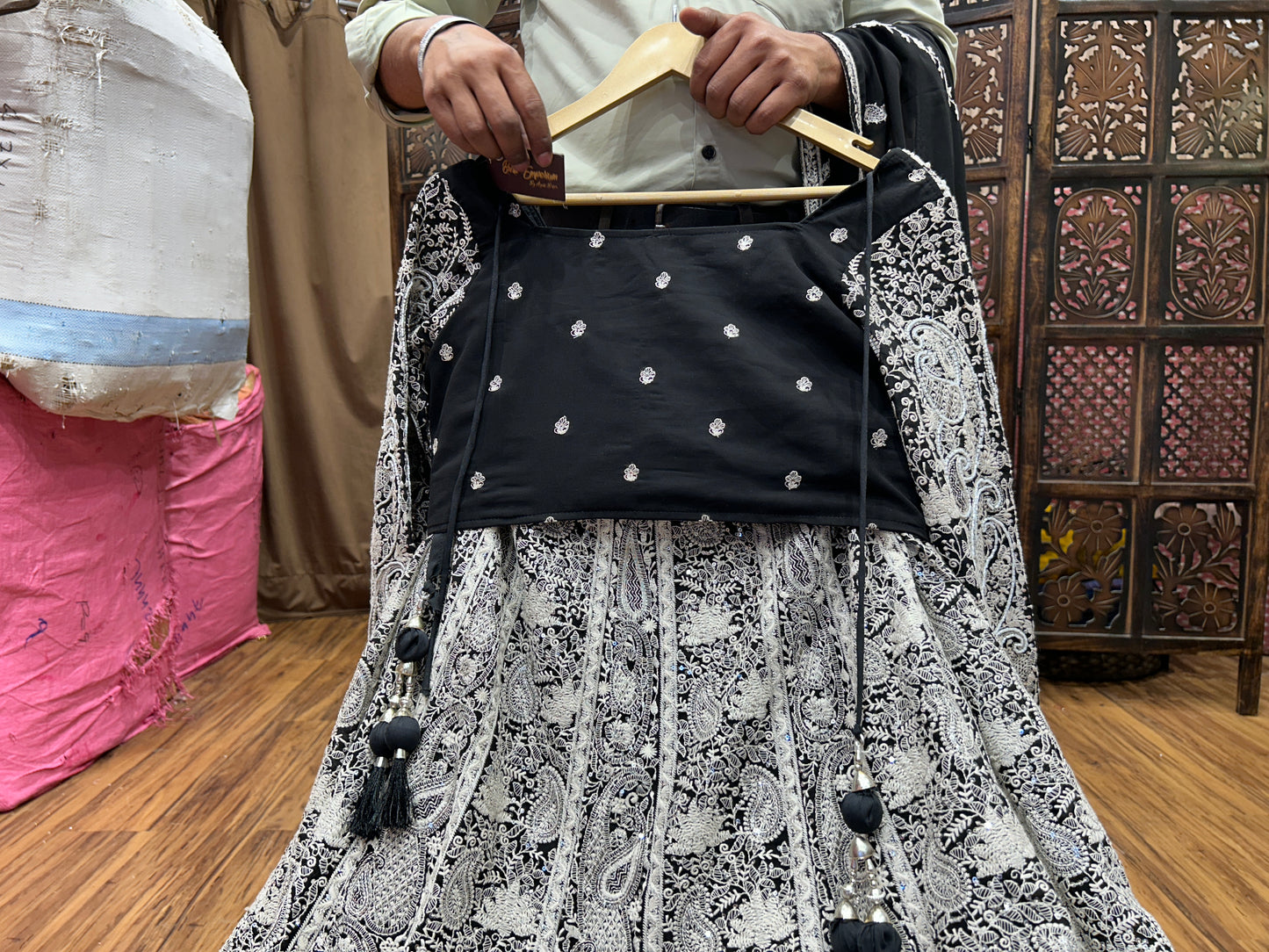 Awesome silver black crop top Lehenga