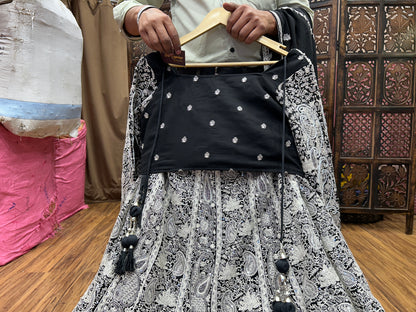 Awesome silver black crop top Lehenga