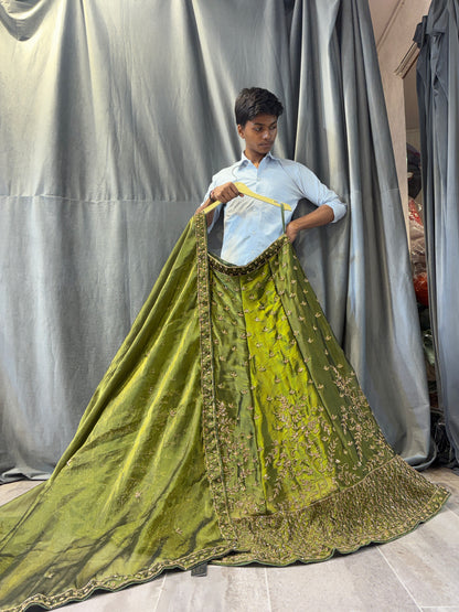 Magnificent Mehendi green Lehenga
