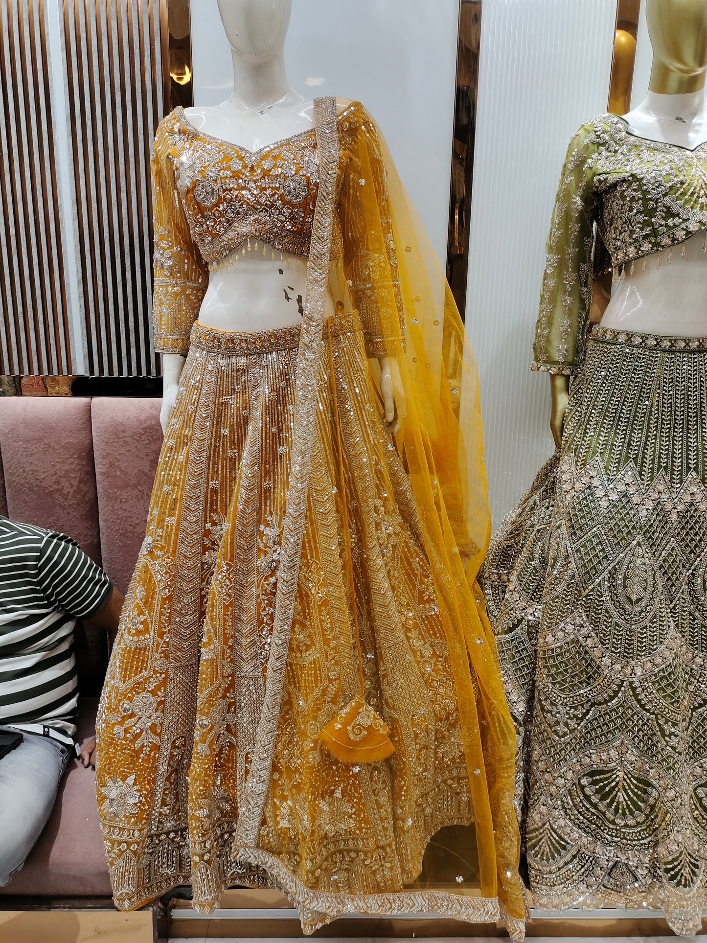 Tremendous yellow Haldi mehendi crop top Lehenga