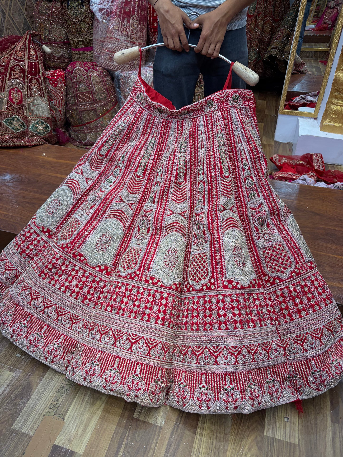 Red Pink Ball Bridal Lehenga