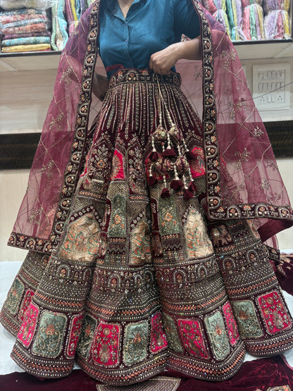 Beautiful Maroon Doli Barat Ball bridal Lehenga