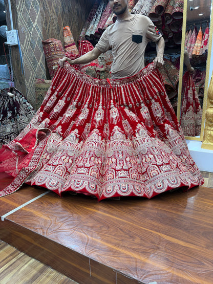Red cherry Maroon Ball Bridal Lehenga