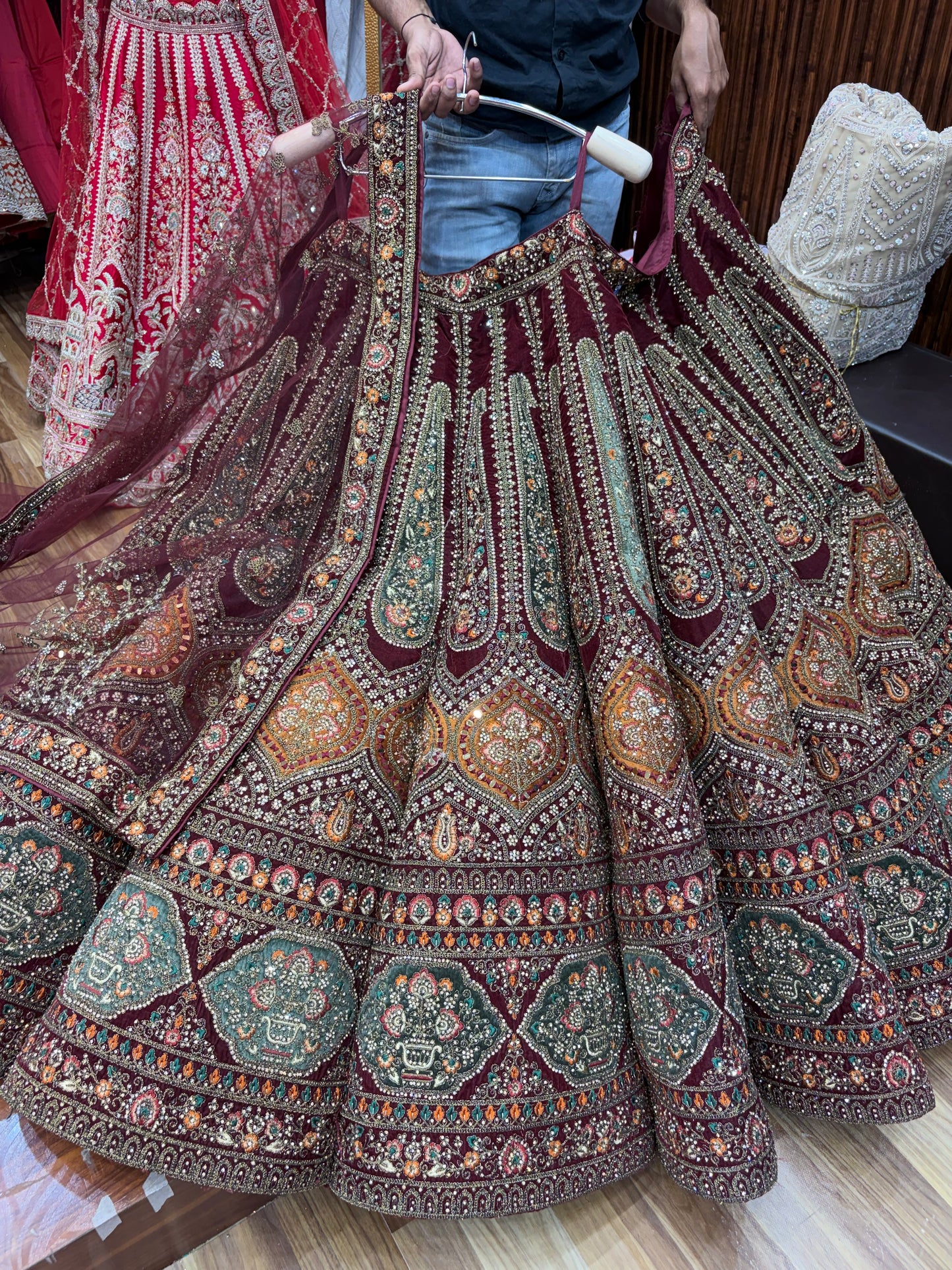 Red Ball Bridal Lehenga