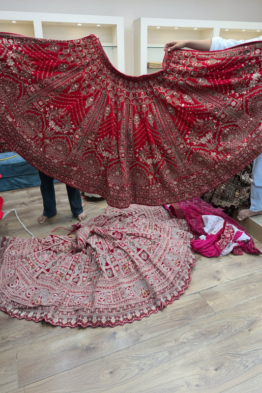 Hot pink Peacock Bridal Lehenga