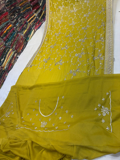 Stunning yellow haldi mehendi saree